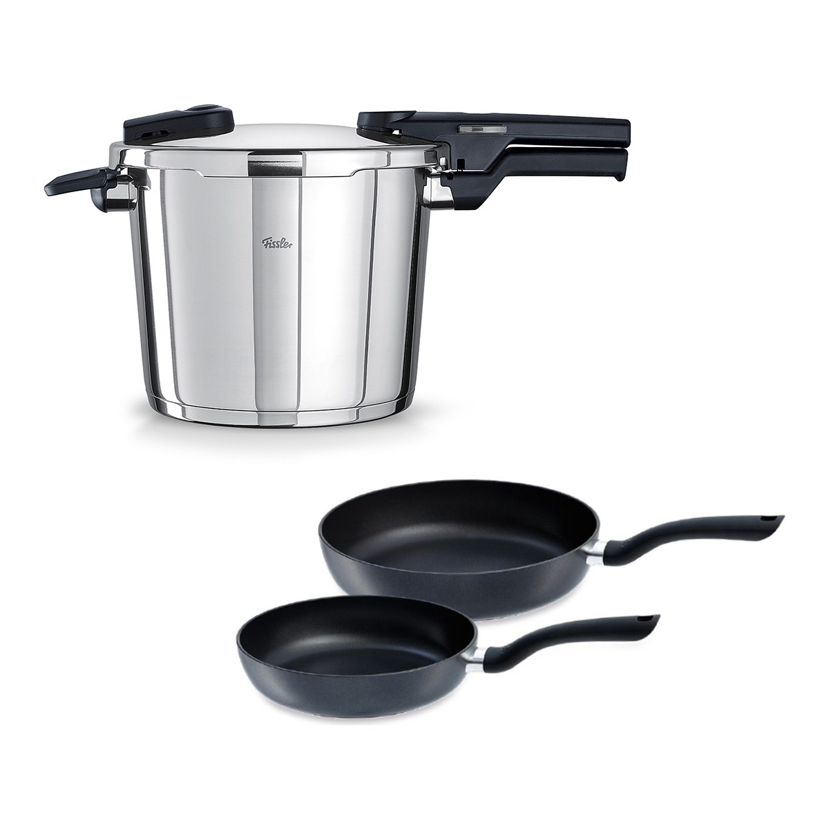 110000846704730.jpg Fissler Vitaquick Glossy 6 Litre Düdüklü Tencere + Tava Set - Görsel 1