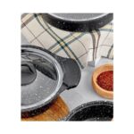 Eda ZK-900 Döküm Granit 3'lü Sahan Seti Siyah (6 Adet Silikon Tutamaç Hediyeli) - Görsel 2