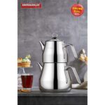 Kahramanlar Piramit Platin XXL 7 L Çaydanlık Seti 18/10 Paslanmaz Çelik Yüksek Isı İletimli