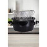 Pr Home Emaye Cam Kapaklı Kızartma Tenceresi 18 cm Siyah - Görsel 4