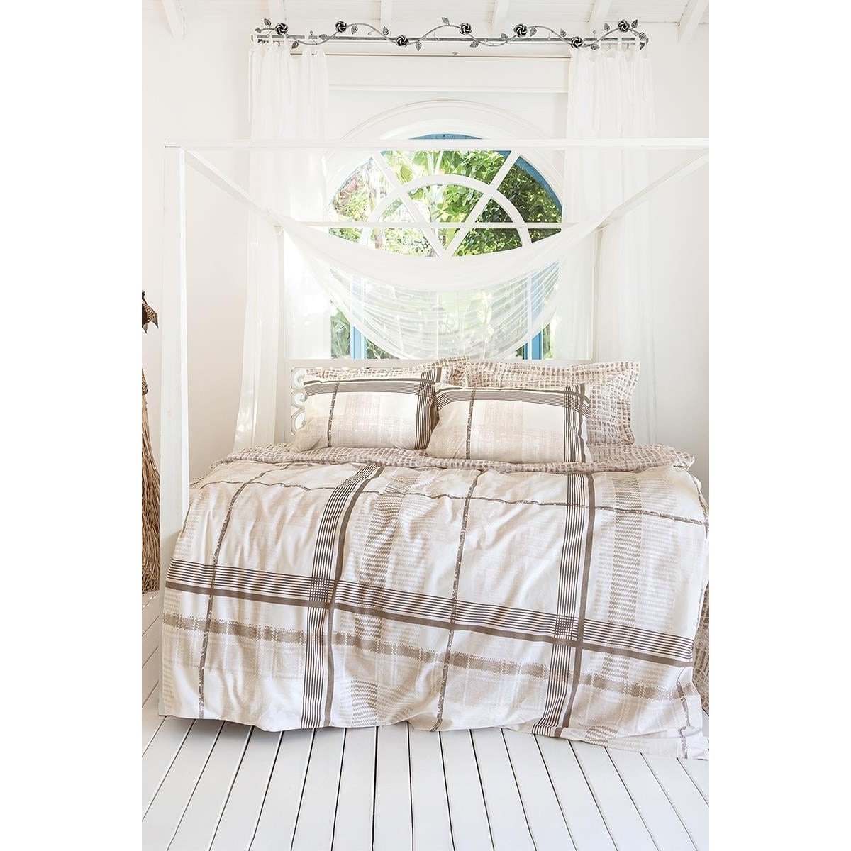 110000854513877.jpg Altınbaşak % 100 Pamuk Ranforce Çift Kişilik Nevresim Takımı Foster Sabre (Havlu Hediyeli) - Görsel 1