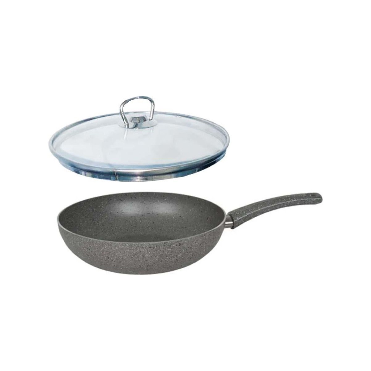 110000857427108.jpg Mehtap Granit Wok Tava 28 cm Cam Kapaklı - Görsel 1