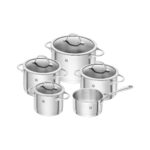 Zwilling Essence 5 Parça 24 cm Paslanmaz Çelik Cam Kapaklı Derin Tencere Seti İndüksiyon ve Fırın Kullanımına Uygun