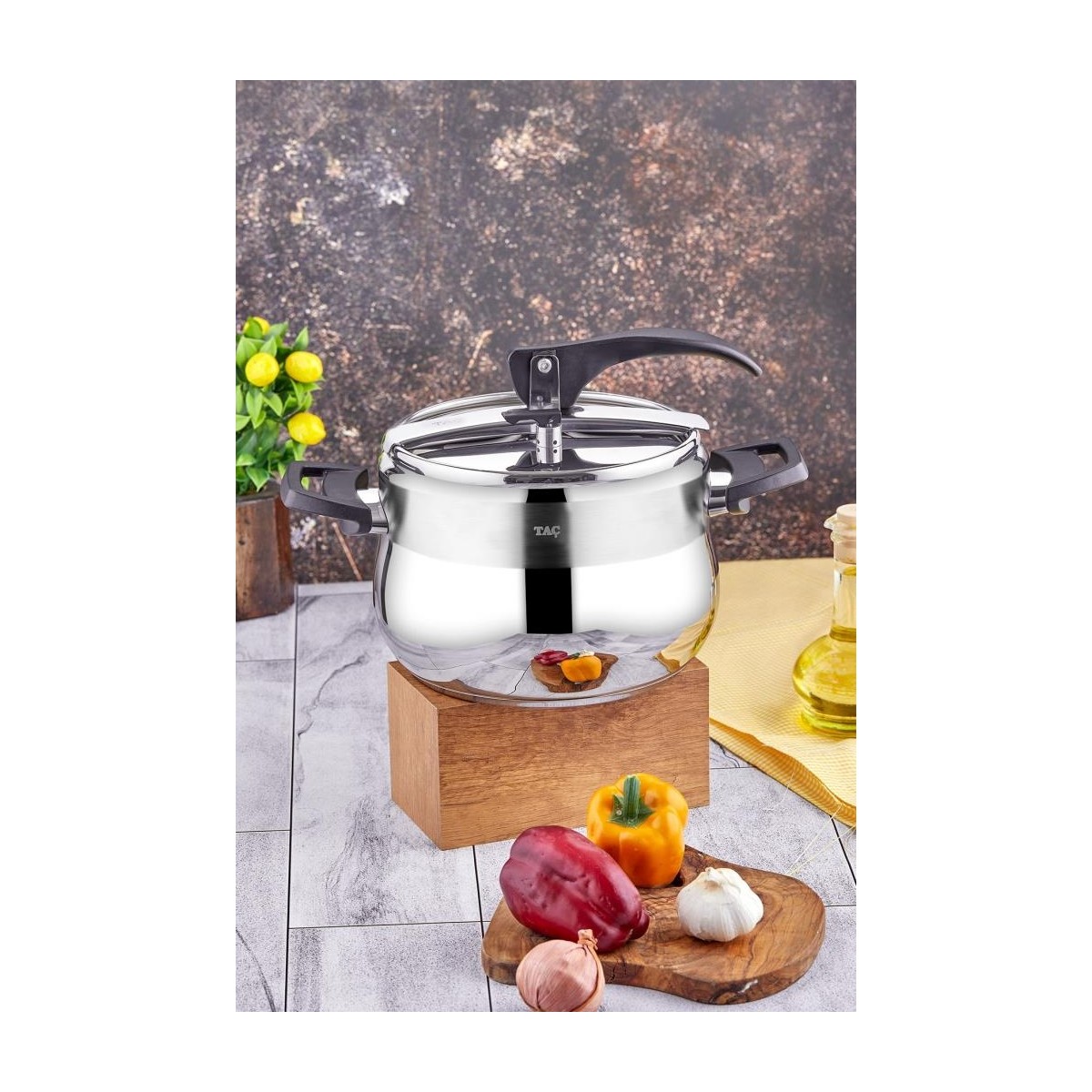 110000859270698.jpg Taç Bengü Pro Düdüklü Tencere 10 Litre Siyah - Görsel 1