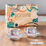 Porsima Rengin Altın Yaldızlı 6 Kişilik Fincan Seti 12 Parça Türk Kahvesi Takımı Kahve Fincanı 90 Cc - Görsel 2
