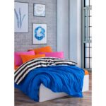 Cozy Home Popping Colors Çift Kişilik Lastikli Çarşaflı Nevresim Takımı Dusk Mavi - Görsel 2