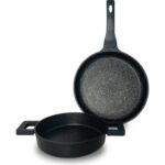 Essenso Granit Döküm Yeni Model 26 cm Tava 20 cm Sahan Silikon Tutacaklı Set