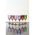 PLT Design Çift Renk Organik Boya 6'lı Kristal Ayaklı Kahve Yanı Su ve Meşrubat Bardağı Sunum Bardağı