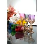 PLT Design Çift Renk Organik Boya 6'lı Kristal Ayaklı Kahve Yanı Su ve Meşrubat Bardağı Sunum Bardağı - Görsel 3