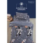 Formeya Tek Kişilik Çarşaflı Astronot Desenli Çift Taraflı Wellsoft Uyku Seti (Yorgan+Çarşaf+Yastık Kılıfı) - Görsel 5
