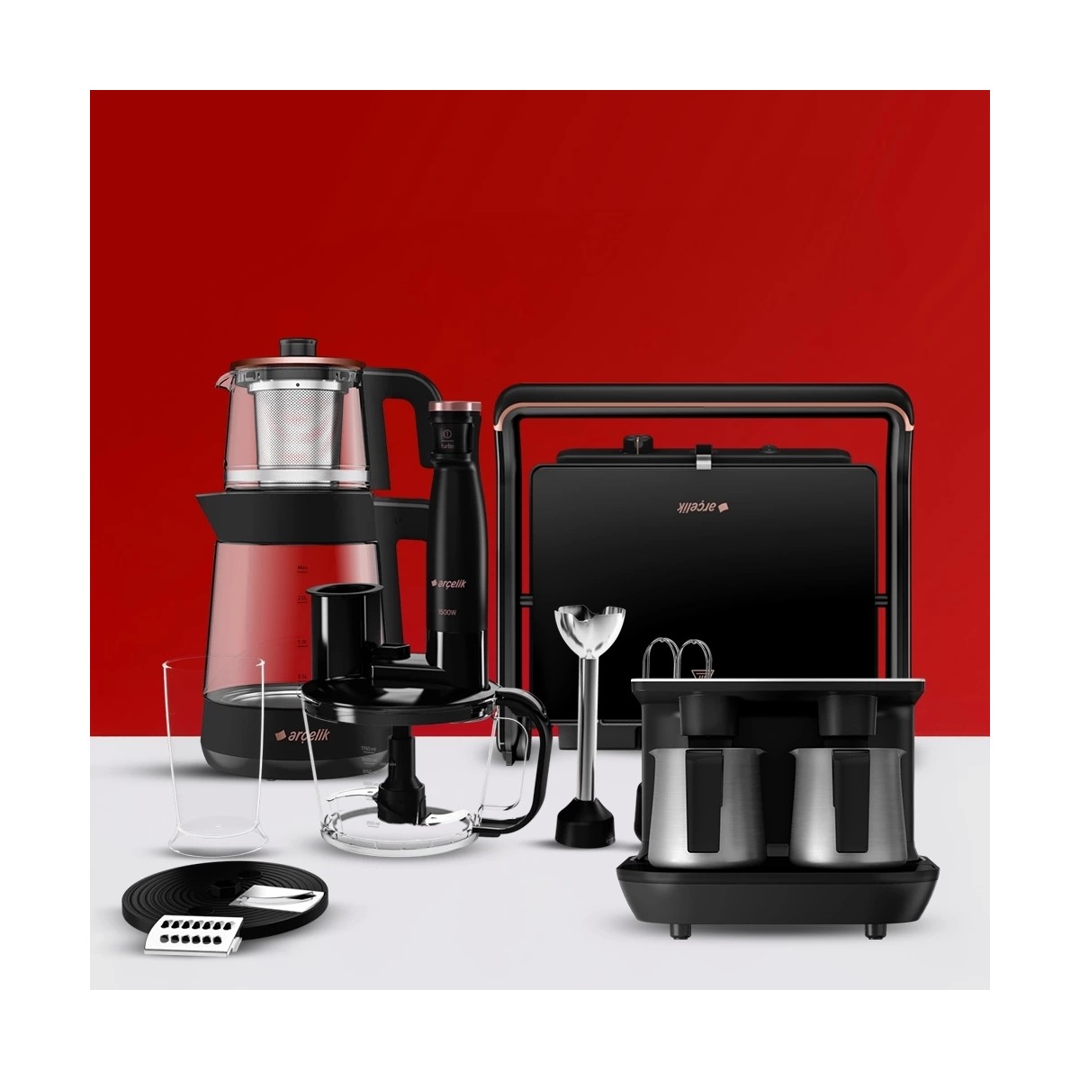 110000889015013.jpg Arçelik 4lü Siyah Telveli Set - Görsel 1