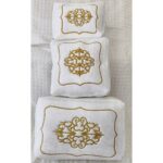 Dilex 3'lü Hurç Set Çeyizlik Nişan Bohça Gelin Bohçası Damat Bohçası Kadife Gold Nakış İşlemeli - Görsel 3