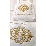 Dilex 3'lü Hurç Set Çeyizlik Nişan Bohça Gelin Bohçası Damat Bohçası Kadife Gold Nakış İşlemeli - Görsel 5