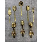 Moon Dizayn 8'li Paslanmaz Çelik Gold Kevgir, Kepçe, Kürek, Çatal, Kaşık, Kelebekli Maşa Servis Takımı, Çeyiz