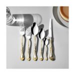 Nehir Lalezar Altın Sade 6 Kişilik 36 Parça Kutulu Çatal Kaşık Bıçak Takımı