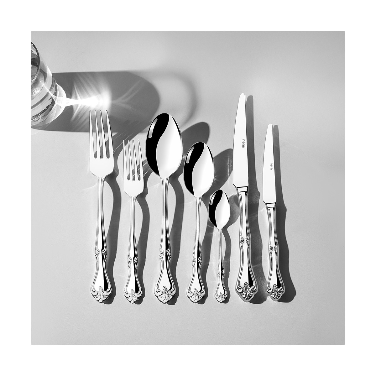 110000897053279.jpg Nehir Lalezar Sade 12 Kişilik 84 Parça Kutulu Çatal Kaşık Bıçak Takımı - Görsel 1