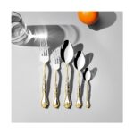 Nehir Lalezar Altın Sade 12 Kişilik 60 Parça Kutulu Çatal Kaşık Takımı