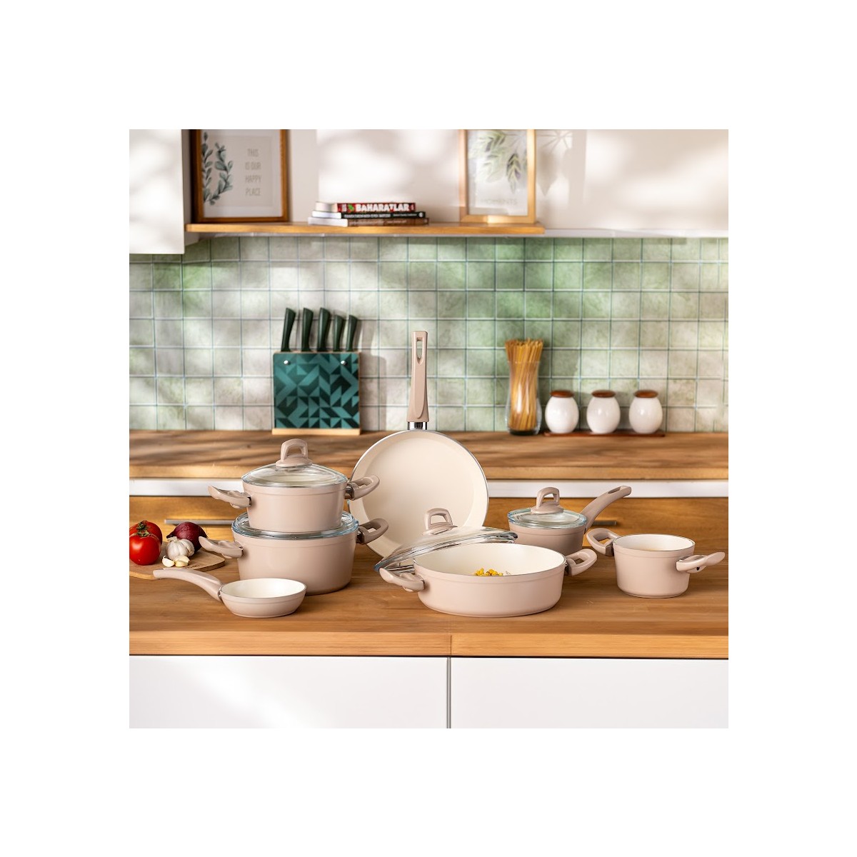 110000897624394.jpg Emsan Crystal 11 Parça Tencere Seti Rosegold - Görsel 1