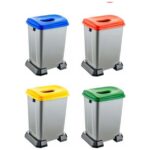 Loremp Geri Dönüşüm Kutusu Kağıt Atık Plastik Atık Cam ve Sıfır Atık Kutuları 4 Lü Set 50 Lt