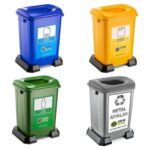 Loremp 4 Lü Geri Dönüşüm Kutusu Kağıt Atık Plastik Atık Cam ve Sıfır Atık Kutuları 50 Lt