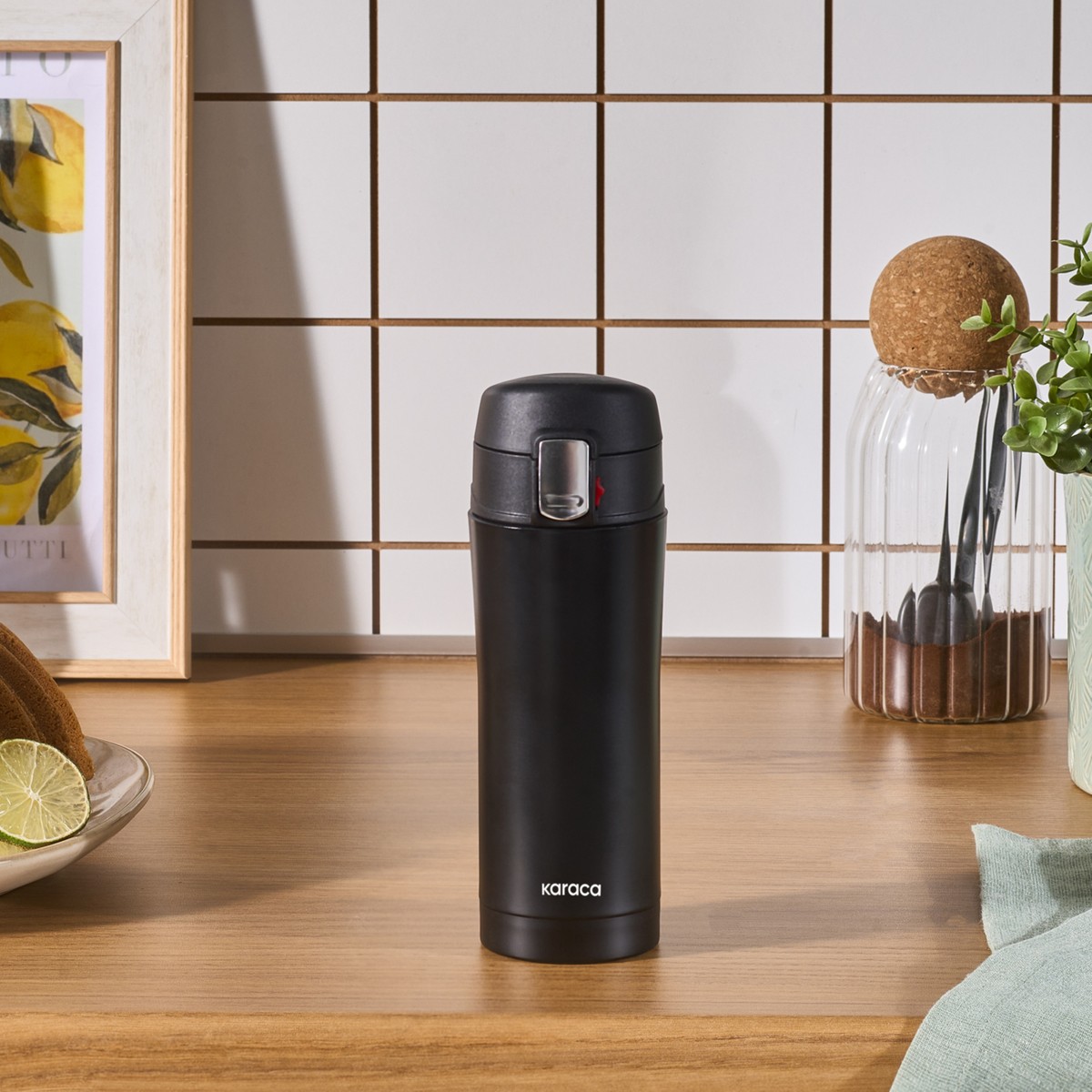 110000898350885.jpg Karaca Pluton Çelik Sızdırmaz Termos 350 ml Siyah - Görsel 1