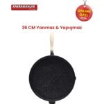 Kahramanlar Helegra Çift Taraflı Döküm 36 cm Siyah Yapışmaz Gözleme ve Bazlama Tavası Tek Parça - Görsel 3