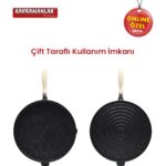 Kahramanlar Helegra Çift Taraflı Döküm 36 cm Siyah Yapışmaz Gözleme ve Bazlama Tavası Tek Parça - Görsel 5