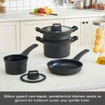 Karaca Biodiamond Riga Indüksiyon Tabanlı Silikon Tutacak & 7 Parça Döküm Tencere Seti - Görsel 4