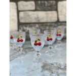 Yzhome 6'lı Kristal Cam Kahve Yanı Bardağı Kiraz Bardak Kirazlı 75 ml - Görsel 2