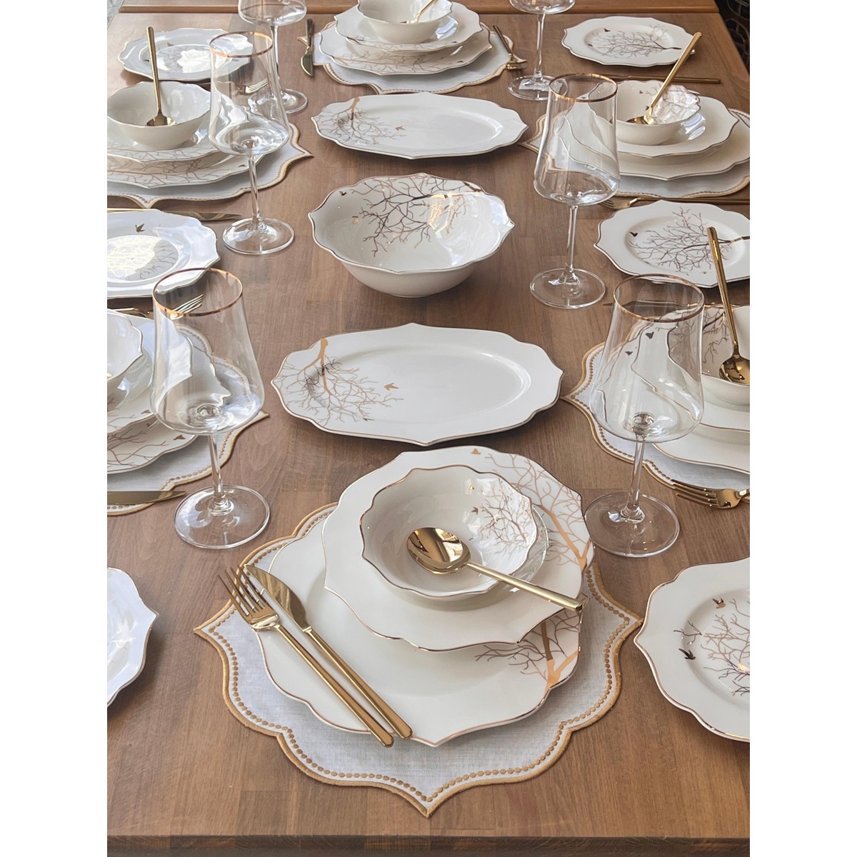 110000909547410.jpg Rossev Yemek Takımı Arbol Bird 81 Parça 6 Kişilik - Görsel 1