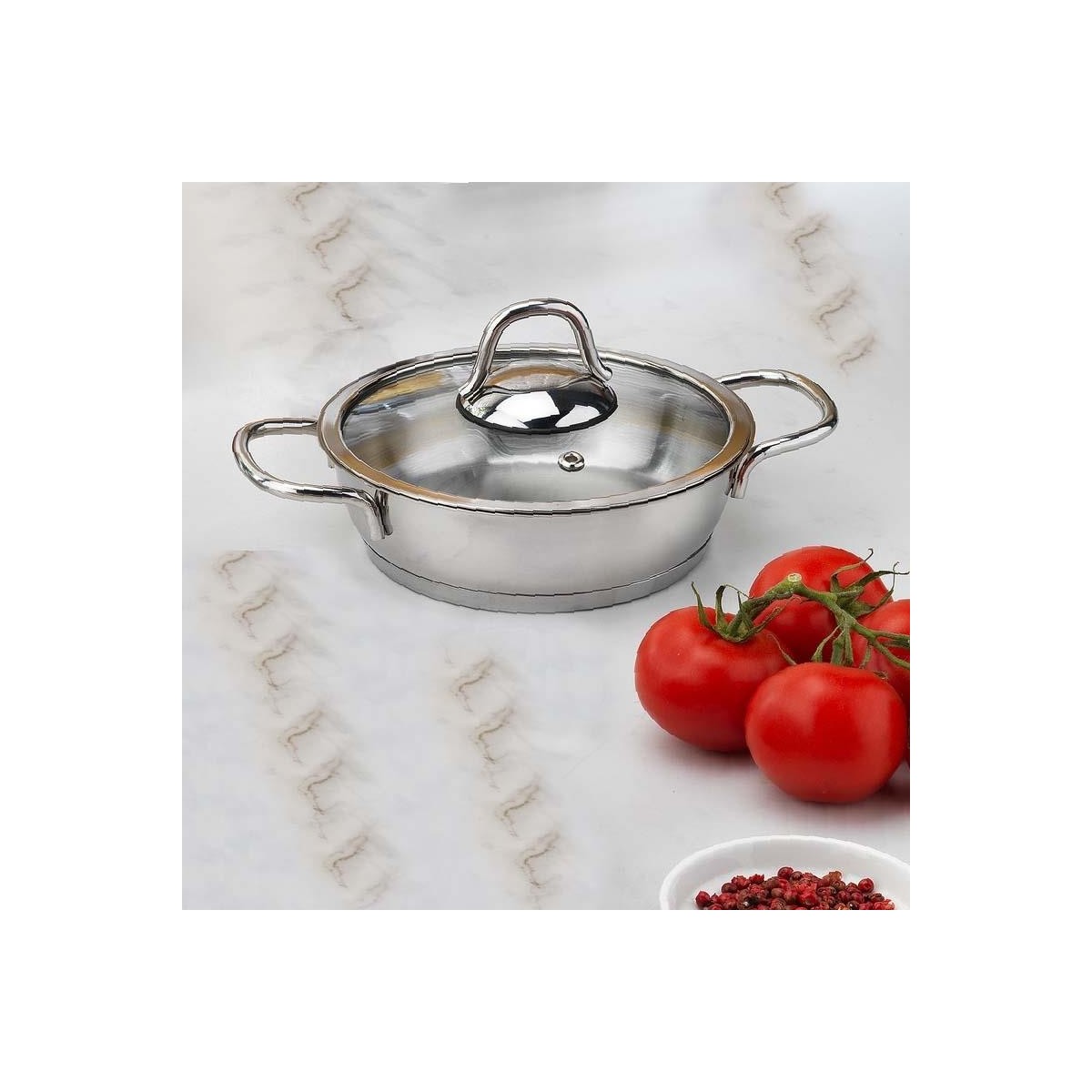 110000910818172.jpg Schafer Held Çelik Sahan Cam Kapaklı 20 cm - Görsel 1