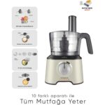 Karaca 10 Farklı Aparatlı Premium Mutfak Robotu Blender Seti, Doğrayıcı 2000W | 4 Kanatlı Bıçak  - Güçlü Performans, Onerous Tartı Hediye