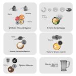 Karaca 10 Farklı Aparatlı Premium Mutfak Robotu Blender Seti, Doğrayıcı 2000W | 4 Kanatlı Bıçak  - Güçlü Performans, Onerous Tartı Hediye - Görsel 2