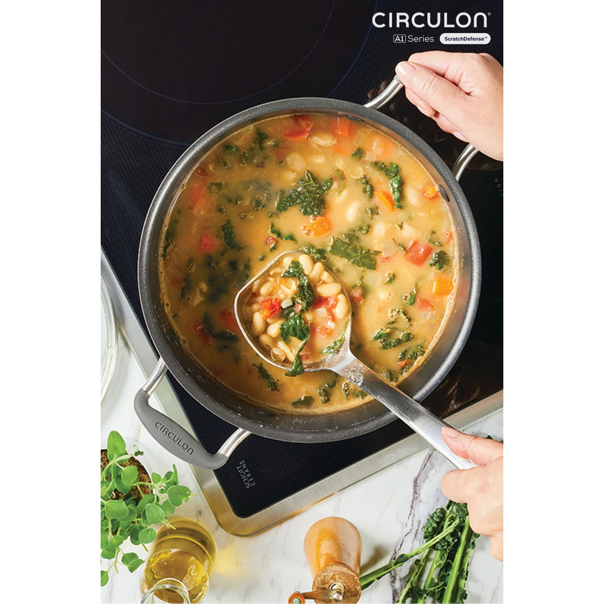 110000911614019-1.jpg Circulon 24 cm Kapaklı Xl Derin Tencere - Görsel 1