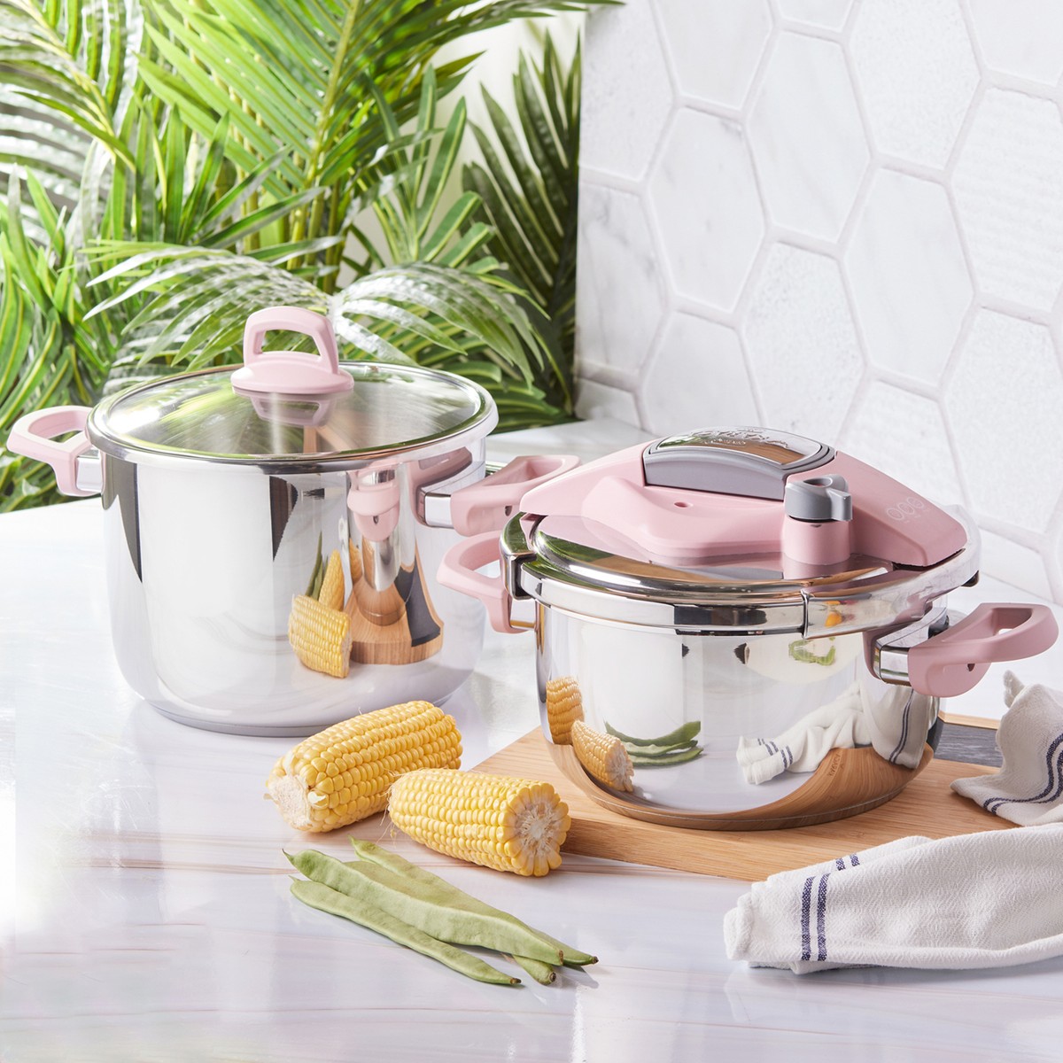 110000914510999.jpg Karaca Perfect Pink Düdüklü Tencere Seti 4+6 Lt - Görsel 1