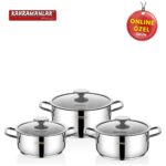 Kahramanlar Yağmur Indüksiyon Tabanlı 3’lü Tencere Seti - Görsel 2