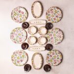 Snippy Rosso -26 Parça Porselen Kenarları Silik Vintage Tuval Model Kahvaltı Takımı 6 Kişilik Kahvaltı Seti