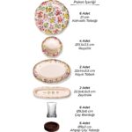 Snippy Rosso -26 Parça Porselen Kenarları Silik Vintage Tuval Model Kahvaltı Takımı 6 Kişilik Kahvaltı Seti - Görsel 3