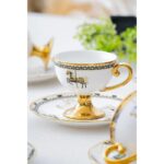 Acar Lorvil Plorvis Desenli Porselen Kahve Fincanı Takımı 12 Parça 6 Kişilik 90 ml – Şık ve Zarif Sunumlar - Görsel 2