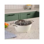 Karaca x Refika Birgül Swiss Crystal Metal Kulplu Tencere 24 cm Creamy