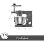 Karaca Multichef Ultra 2000W 7 Litre Stand Mikser Anthracite (Kıyma Çekme/sucuk-Sosis/içli Köfte Aparatlı) - Görsel 2