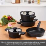 Karaca 7 Parça Bio Diamond İndüksiyon Tabanlı Tencere Seti - Diamond Kaplama, 18-24-26 cm - Görsel 5