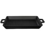 Lava Döküm Dikdörtgen Hibrit Izgara Tavası Döküm Demir Yekpare Çift Kulplu Ölçü 26x32cm.