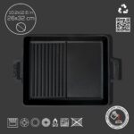 Lava Döküm Dikdörtgen Hibrit Izgara Tavası Döküm Demir Yekpare Çift Kulplu Ölçü 26x32cm. - Görsel 4