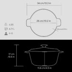 Lava Döküm Yuvarlak Tencere Döküm Demir Yekpare Kulplu. Çap(Ø)26cm. - Görsel 5
