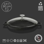 Lava Döküm Yuvarlak Kızartma Tavası Cam Kapaklı Döküm Demir Yekpare Çift Kulplu Çap(Ø)30cm. - Görsel 2
