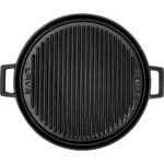 Lava Döküm Yuvarlak Çift Yön Izgara Tavası Döküm Demir Yekpare Çift Kulplu Çap(Ø)34cm.