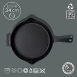 Lava Döküm Yuvarlak Kızartma Tavası Döküm Demir Yekpare Saplı. Çap(Ø)34cm - Görsel 4