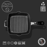 Lava Döküm Kare Izgara Tava Döküm Demir Yekpare Saplı Ölçü 20x20cm. - Görsel 4