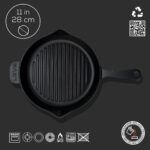 Lava Döküm Yuvarlak Izgara Tava Döküm Demir Yekpare Saplı Konkav Taban 12mm. Çap(Ø)28cm. - Görsel 4